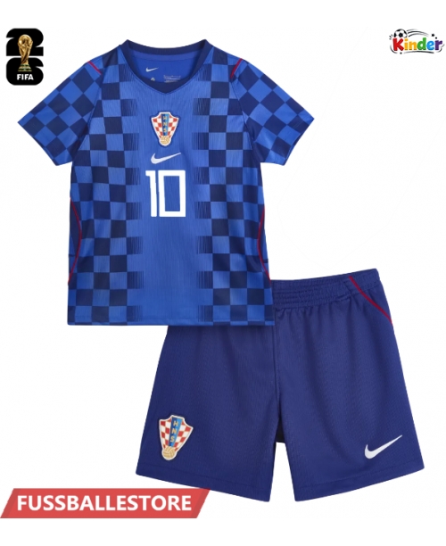 Günstige Kroatien Luka Modric #10 Auswärts Trikotsatzt Kinder WM 2026 Kurzarm (+ Kurze Hosen)